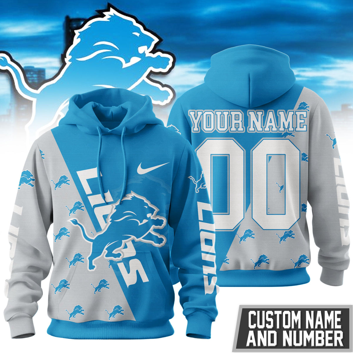 Detroit Lions Premium True Fan Spirit Custom Football Hoodie