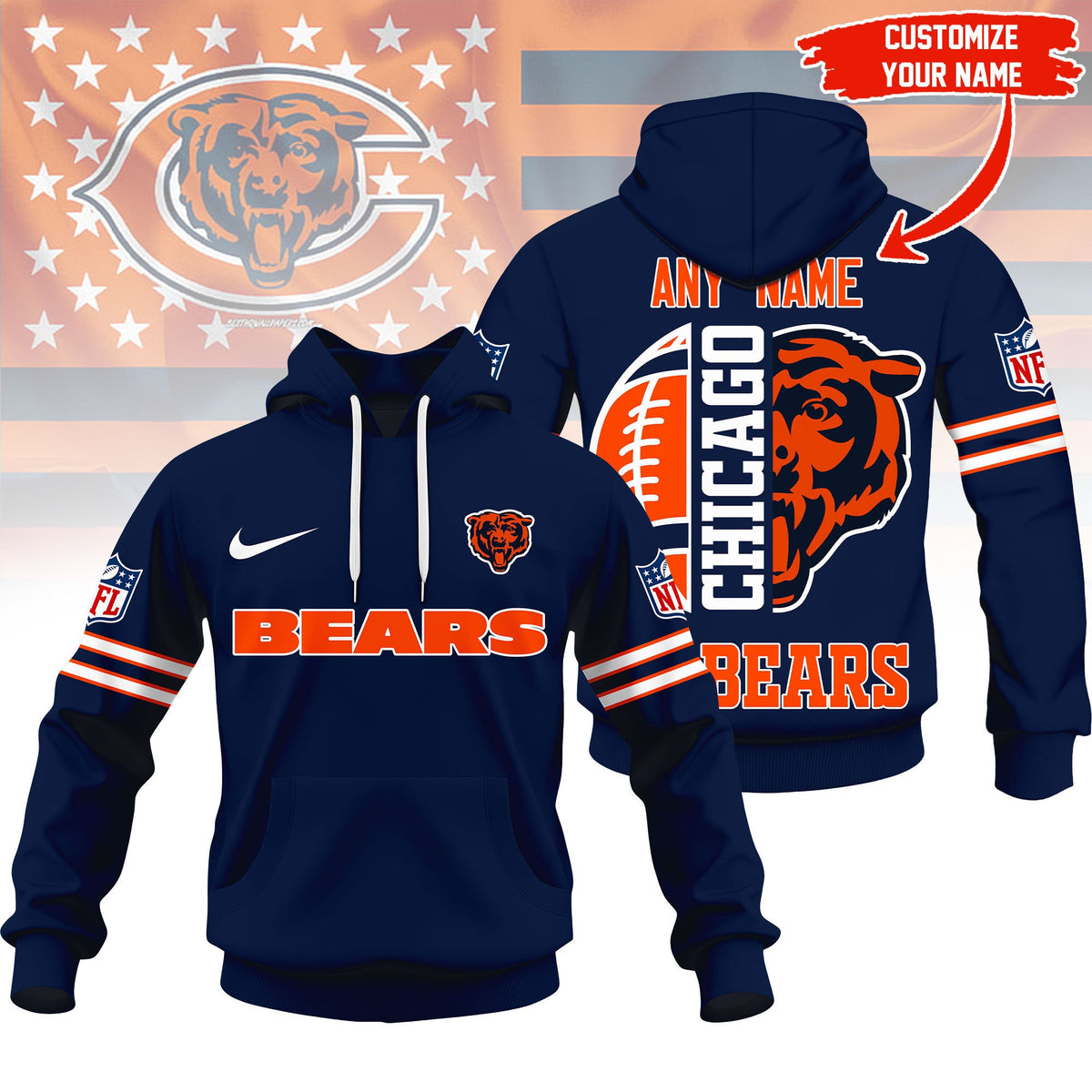 Chicago Bears | Premium Nfl Fan Hoodie Ny