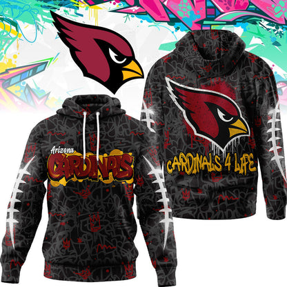 Arizona Cardinals Premium Special Graffiti My Team 4 Life Hoodie Mm