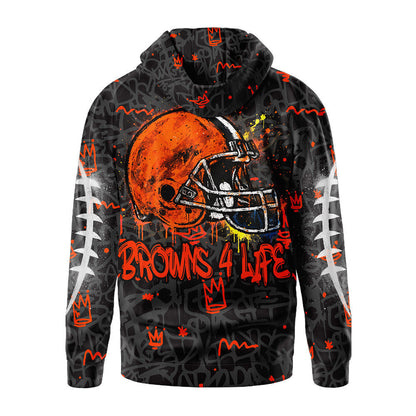 Cleveland Browns Premium Special Graffiti My Team 4 Life Hoodie Mm