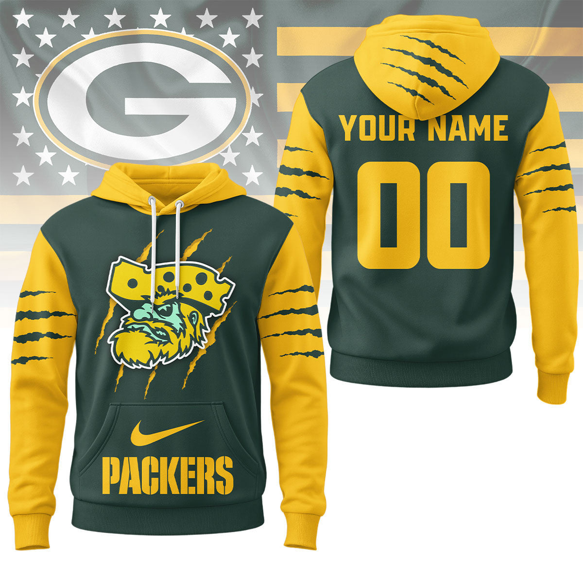 Green Bay Packers | Premium Nfl Fan Pride Claw Hoodie Ny
