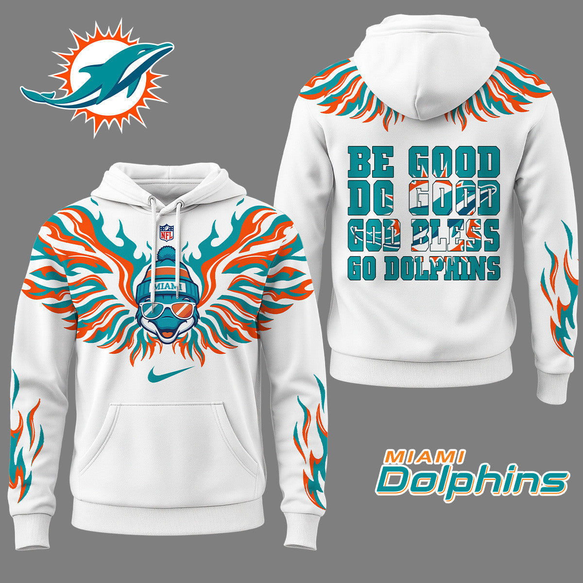 Miami Dolphins Premium Fire Wings 3d Hoodie Ny