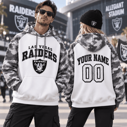 Las Vegas Raiders Premium Custom Grey Camo Hoodie Nnk