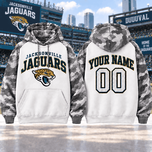 Jacksonville Jaguars Premium Custom Grey Camo Hoodie Nnk