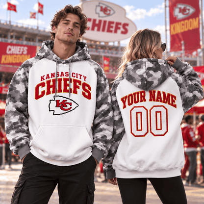 Kansas City Chiefs Premium Custom Grey Camo Hoodie Nnk