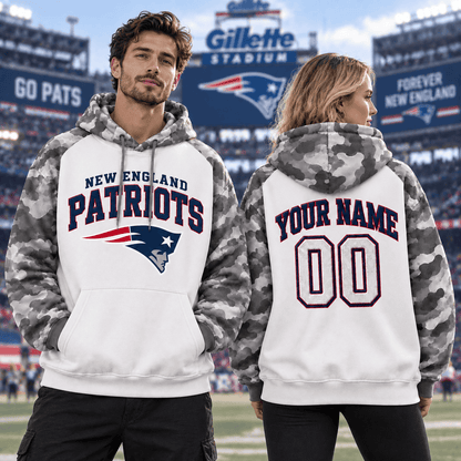 New England Patriots Premium Custom Grey Camo Hoodie Nnk