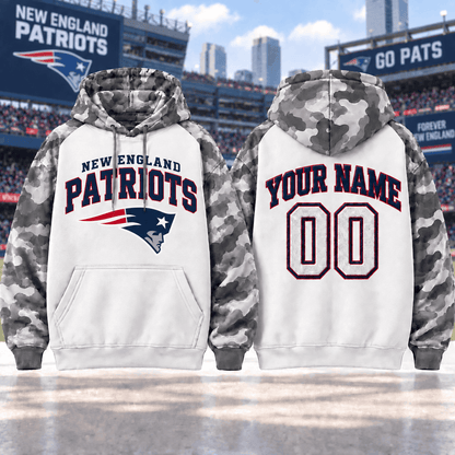 New England Patriots Premium Custom Grey Camo Hoodie Nnk