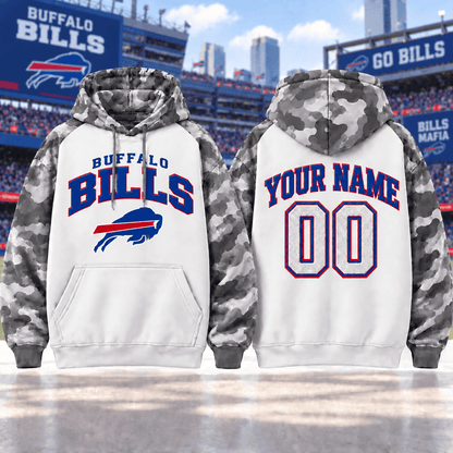 Buffalo Bills Premium Custom Grey Camo Hoodie Nnk