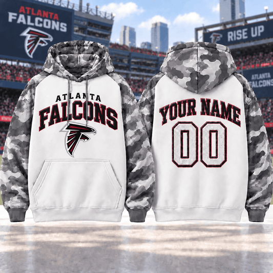 Atlanta Falcons Premium Custom Grey Camo Hoodie Nnk