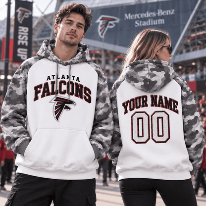 Atlanta Falcons Premium Custom Grey Camo Hoodie Nnk