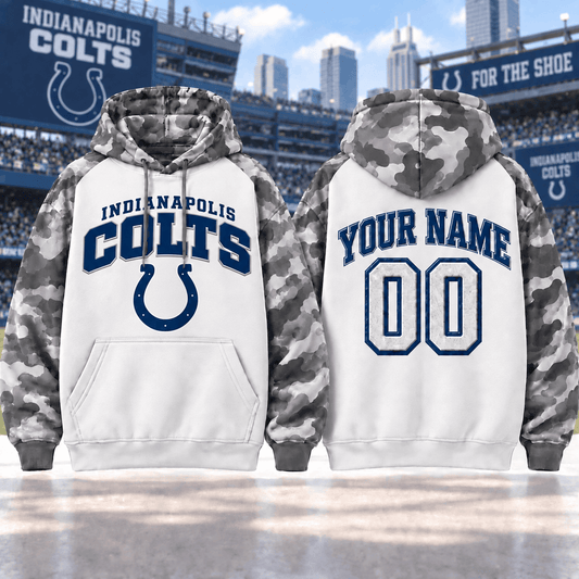 Indianapolis Colts Premium Custom Grey Camo Hoodie Nnk
