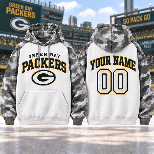 Green Bay Packers Premium Custom Grey Camo Hoodie Nnk