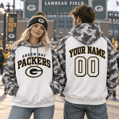 Green Bay Packers Premium Custom Grey Camo Hoodie Nnk