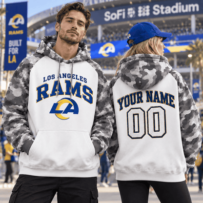 Los Angeles Rams Premium Custom Grey Camo Hoodie Nnk