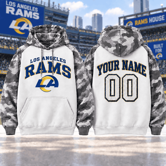 Los Angeles Rams Premium Custom Grey Camo Hoodie Nnk