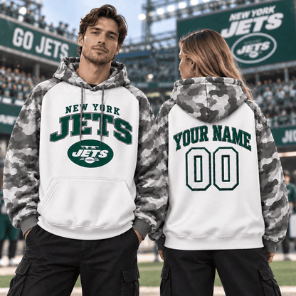 New York Jets Premium Custom Grey Camo Hoodie Nnk