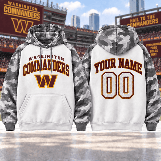 Washington Commanders Premium Custom Grey Camo Hoodie Nnk