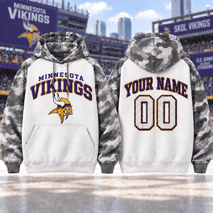 Minnesota Vikings Premium Custom Grey Camo Hoodie Nnk