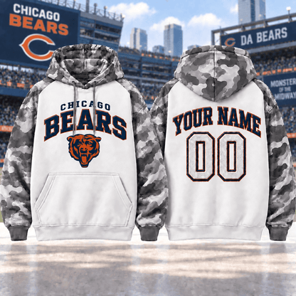 Chicago Bears Premium Custom Grey Camo Hoodie Nnk