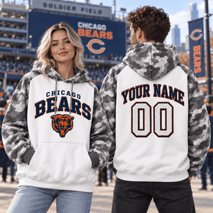 Chicago Bears Premium Custom Grey Camo Hoodie Nnk