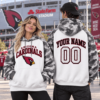 Arizona Cardinals Premium Custom Grey Camo Hoodie Nnk