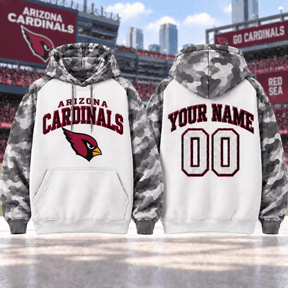 Arizona Cardinals Premium Custom Grey Camo Hoodie Nnk