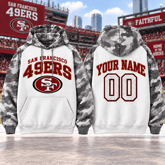 San Francisco 49ers Premium Custom Grey Camo Hoodie Nnk