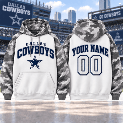 Dallas Cowboys Premium Custom Grey Camo Hoodie Nnk