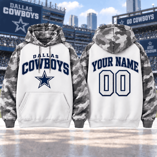 Dallas Cowboys Premium Custom Grey Camo Hoodie Nnk