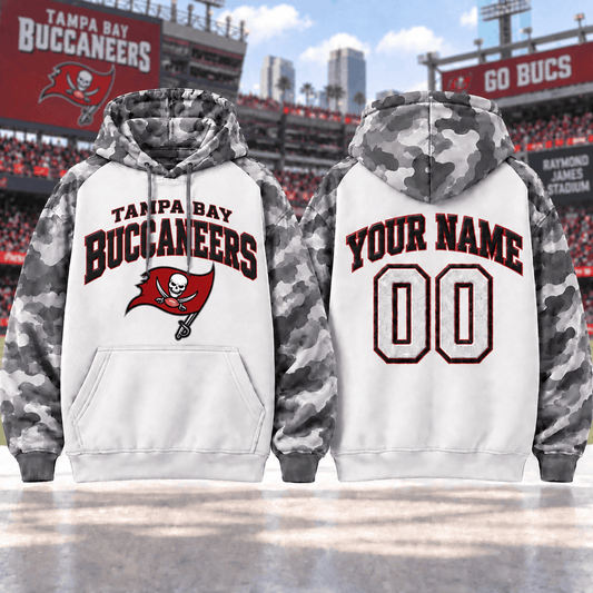 Tampa Bay Buccaneers Premium Custom Grey Camo Hoodie Nnk