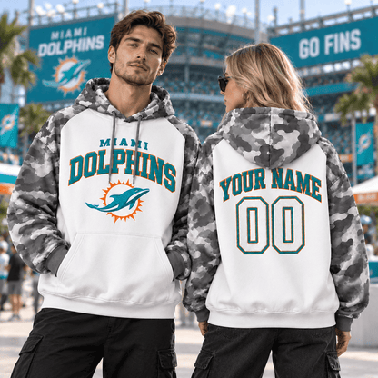 Miami Dolphins Premium Custom Grey Camo Hoodie Nnk
