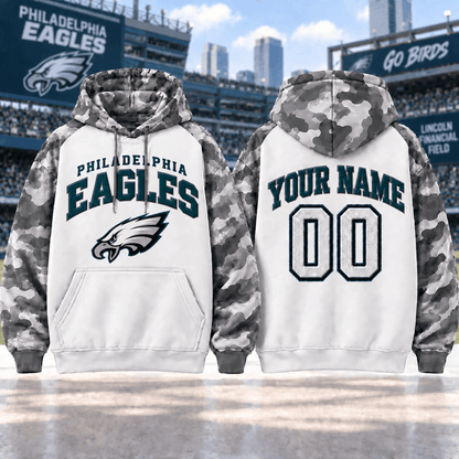 Philadelphia Eagles Premium Custom Grey Camo Hoodie Nnk