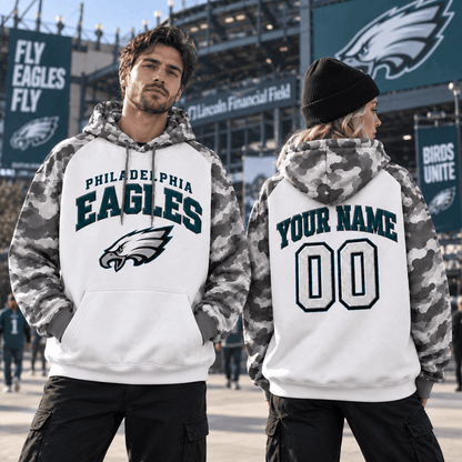 Philadelphia Eagles Premium Custom Grey Camo Hoodie Nnk