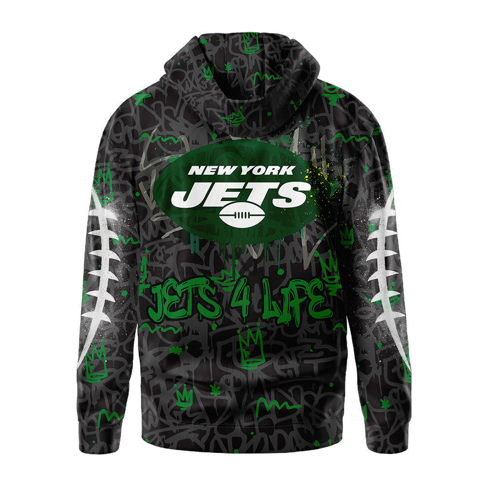 New York Jets Premium Special Graffiti My Team 4 Life Hoodie Mm