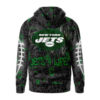 New York Jets Premium Special Graffiti My Team 4 Life Hoodie Mm