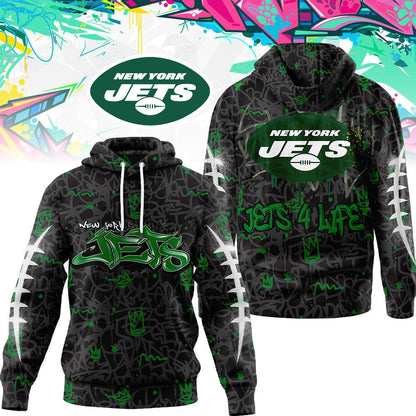 New York Jets Premium Special Graffiti My Team 4 Life Hoodie Mm