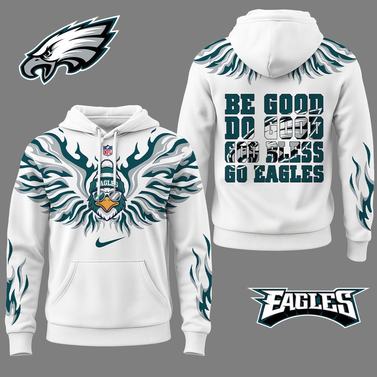 Philadelphia Eagles Premium Fire Wings 3d Hoodie Ny
