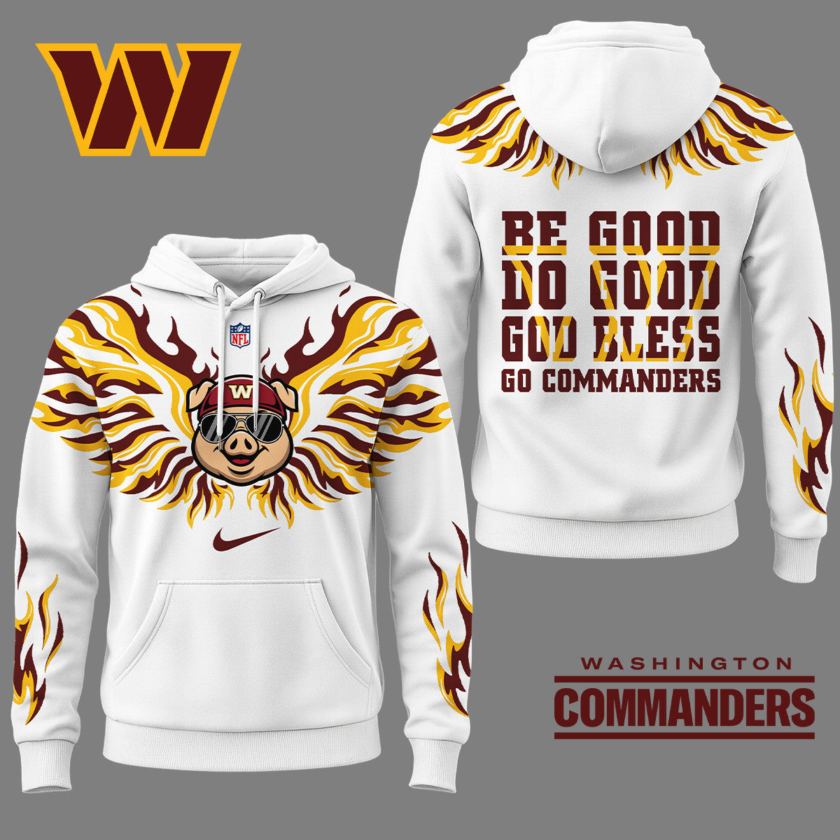 Washington Commanders Premium Fire Wings 3d Hoodie Ny