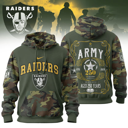 Las Vegas Raiders Premium Us Army 250th Anniversary 3d Hoodie Td
