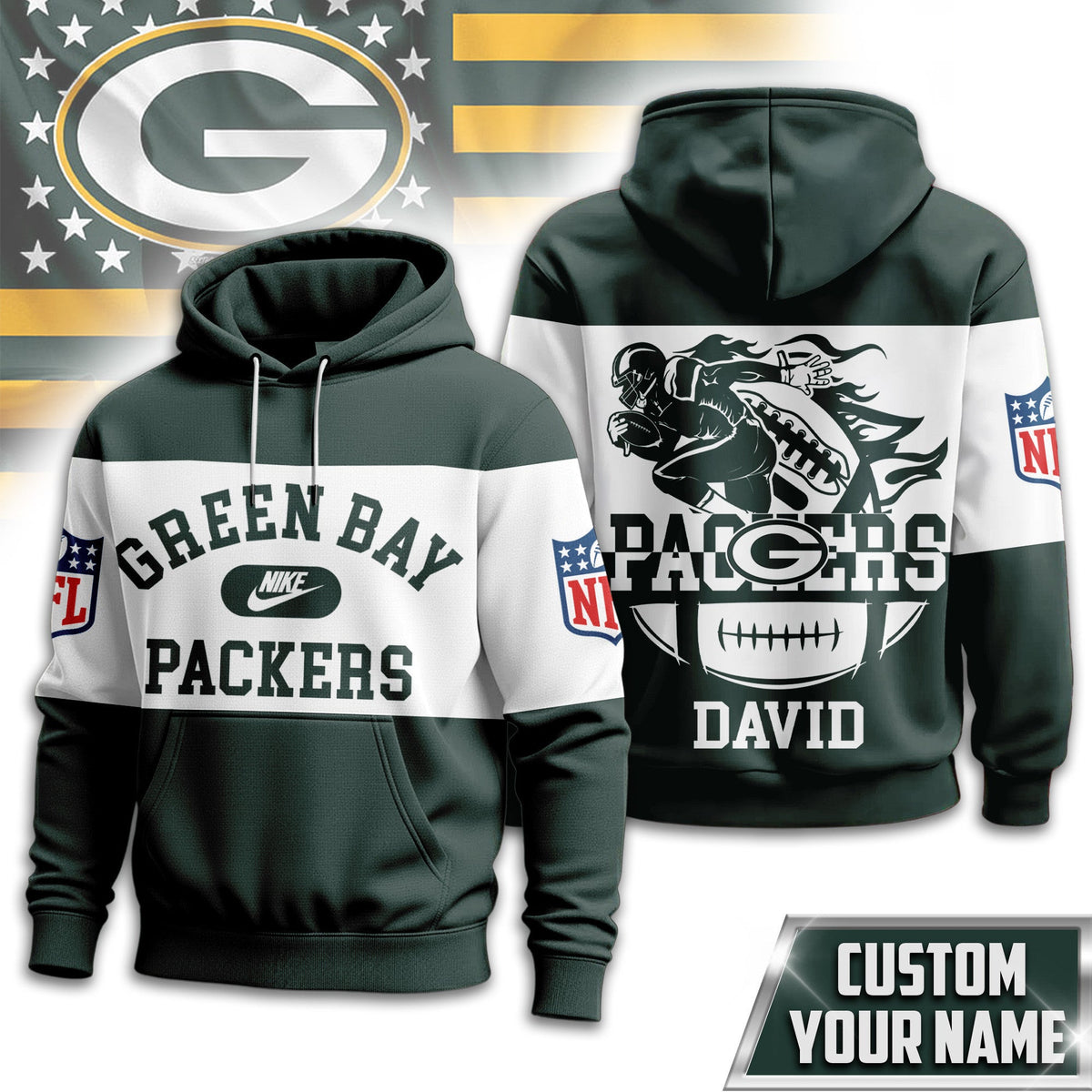 Green Bay Packers | Premium Touchdown Spirit Personalized Hoodie Td
