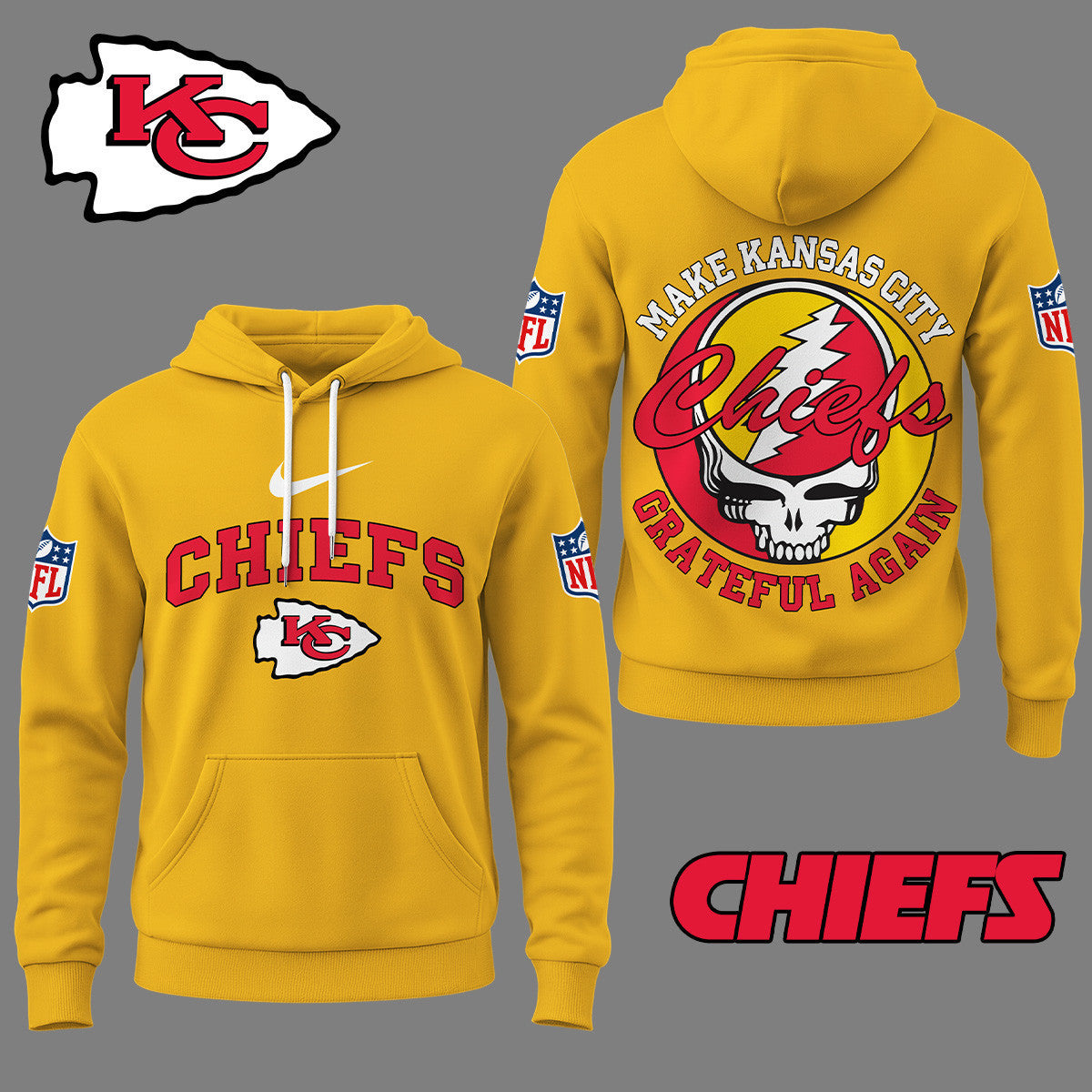 Kansas City Chiefs | Premium Grateful Again Hoodie Ny