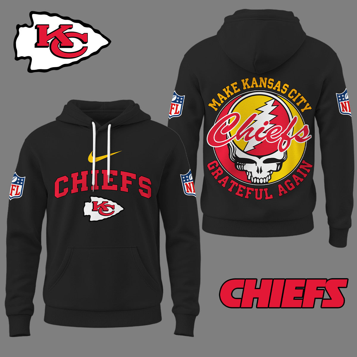 Kansas City Chiefs | Premium Grateful Again Hoodie Ny