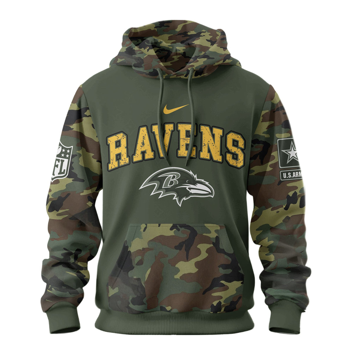 Baltimore Ravens Premium Us Army 250th Anniversary 3d Hoodie Td