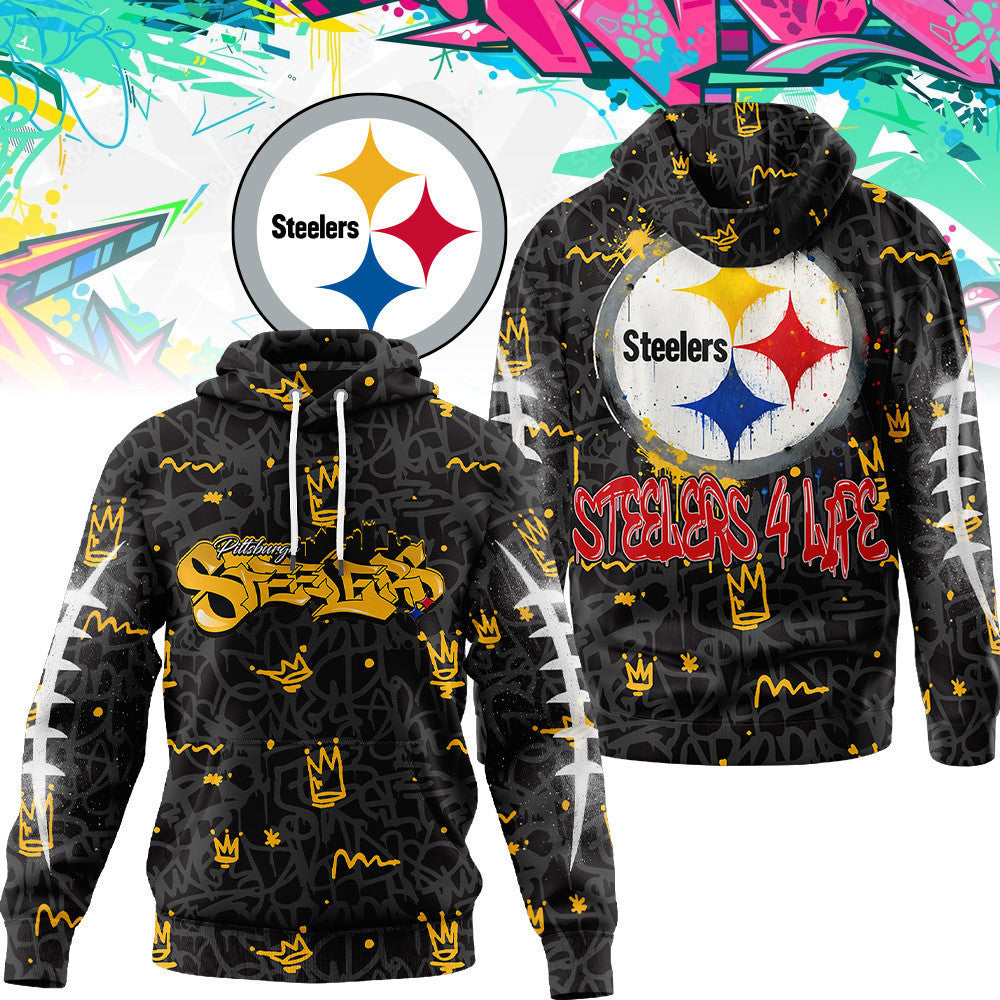 Pittsburgh Steelers Premium Special Graffiti My Team 4 Life Hoodie Mm