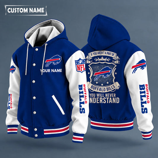 Buffalo Bills Hooded Letterman Jacket Custom Name Pq47d2
