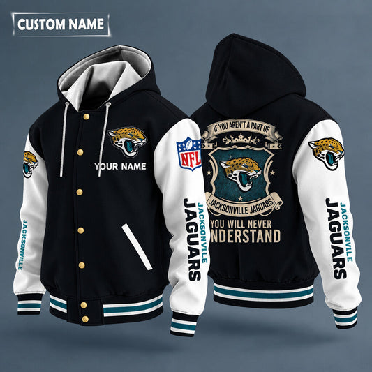 Jacksonville Jaguars Hooded Letterman Jacket Custom Name Pxmaqn