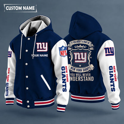 New York Giants Hooded Letterman Jacket Custom Name Pl8yyp