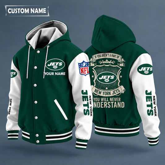 New York Jets Hooded Letterman Jacket Custom Name Pkpz6s