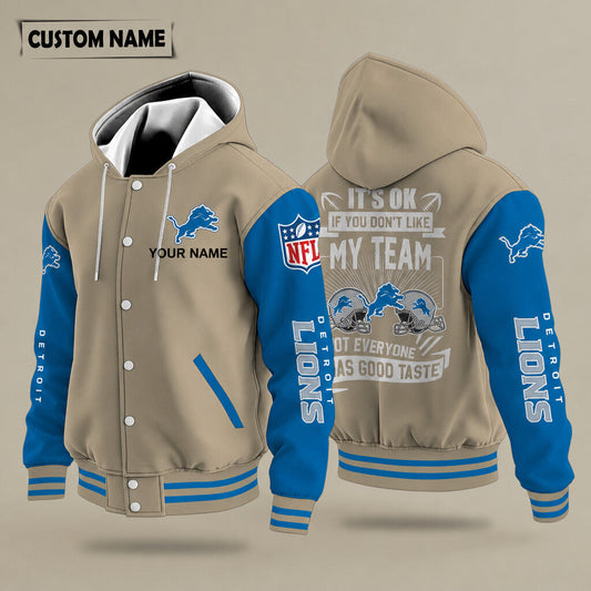 Detroit Lions It's Ok If You Don't Like My Team Hooded Letterman Jacket Custom Name Ptuzg8