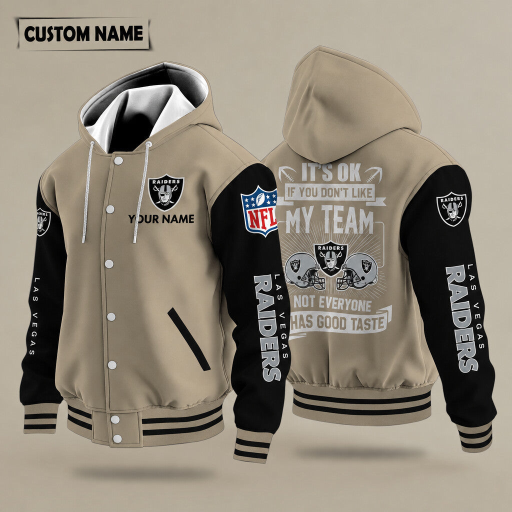 Las Vegas Raiders It's Ok If You Don't Like My Team Hooded Letterman Jacket Custom Name Pkjkh5
